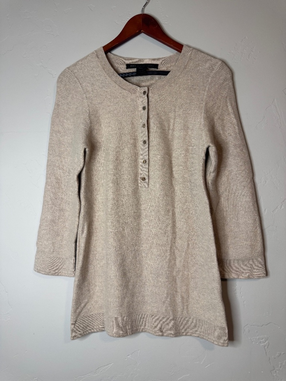 Marc Jacobs Beige 3/4 sleeves henley button up top